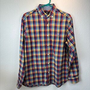 Psycho Bunny Long Sleeve Plaid Button Down Shirt Multicolor Pima Cotton - M